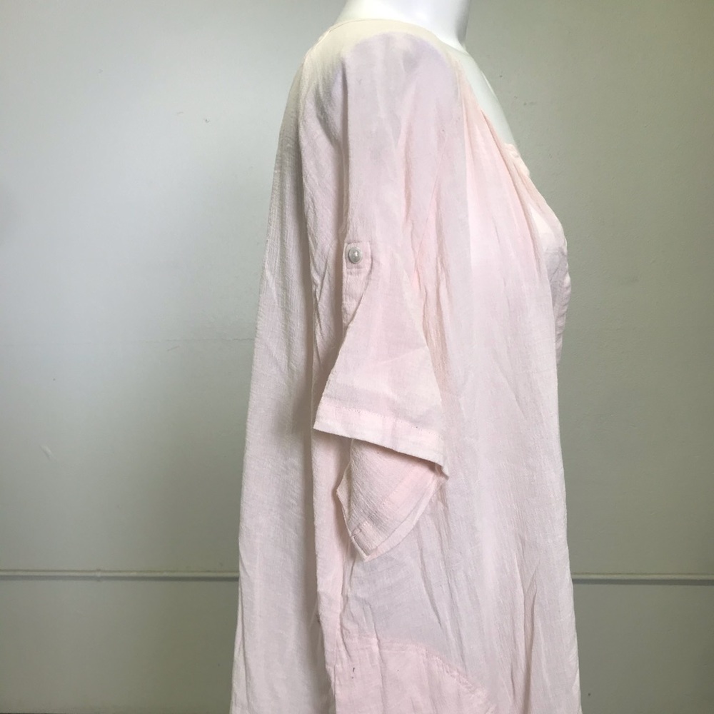 ATM Frayed Hem Gauze V-Neck Dress - Picture 3 of 9